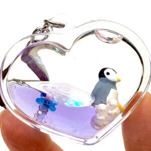 BC Heart Purple Floaty Key Charm with keyring - Penguin